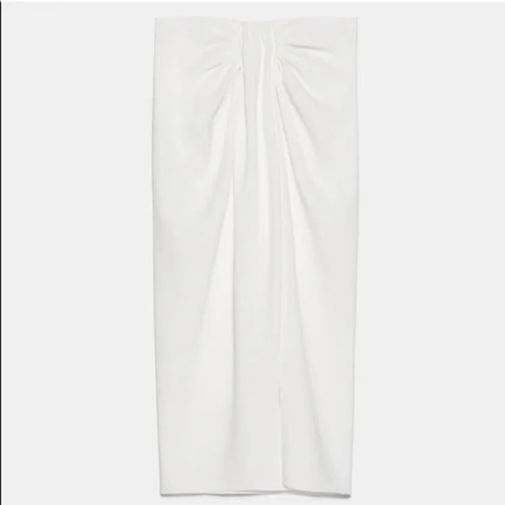 ZARA White Knotted Pareo Midi Skirt